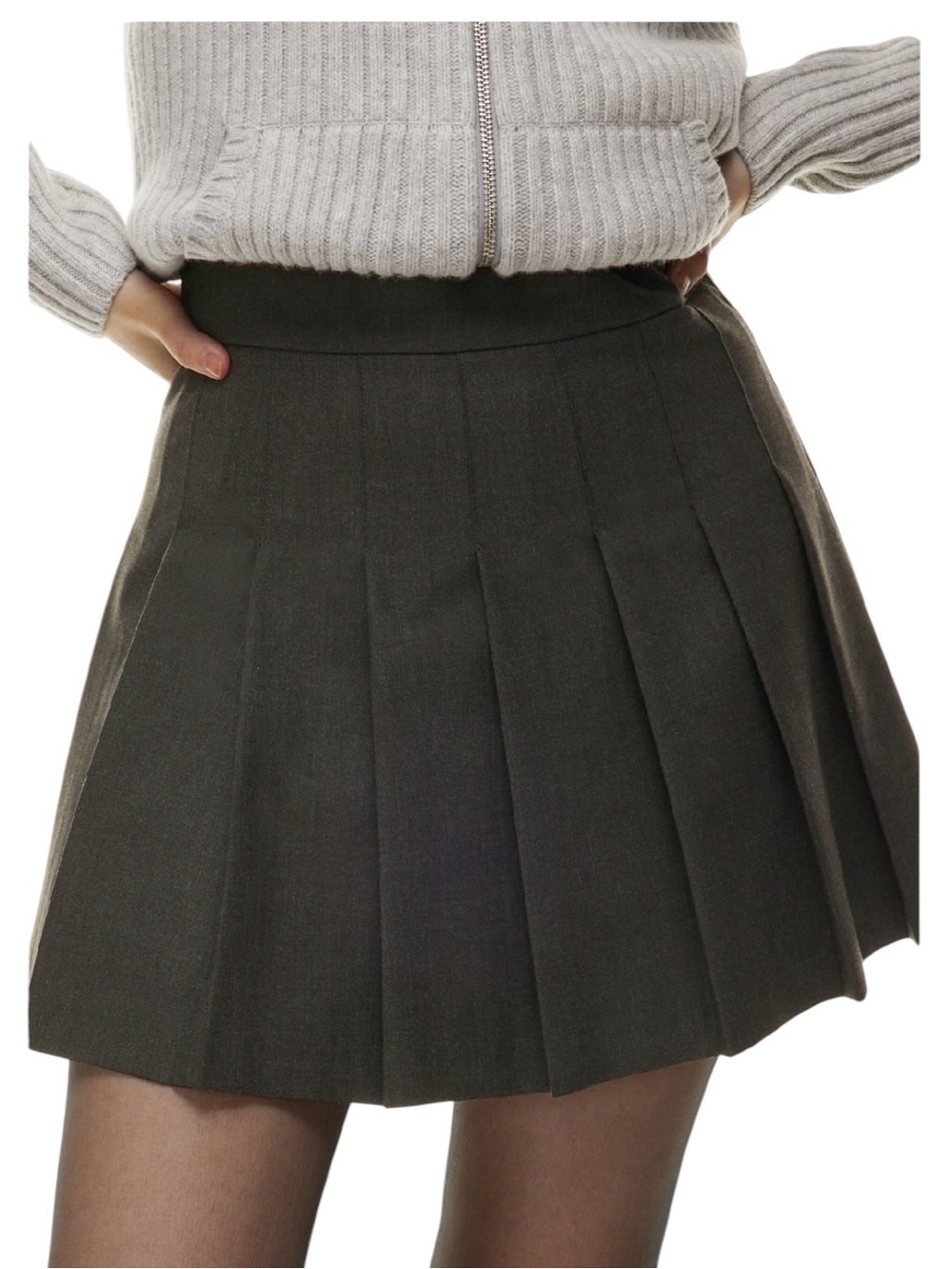 Sunday Best Aritzia charcoal grey pleated mini skirt size 6 excellent condition